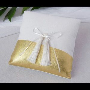 Style Me Pretty Wedding Ring Pillow Ring Bearer Pillow Ivory Gold Pearl Tassel